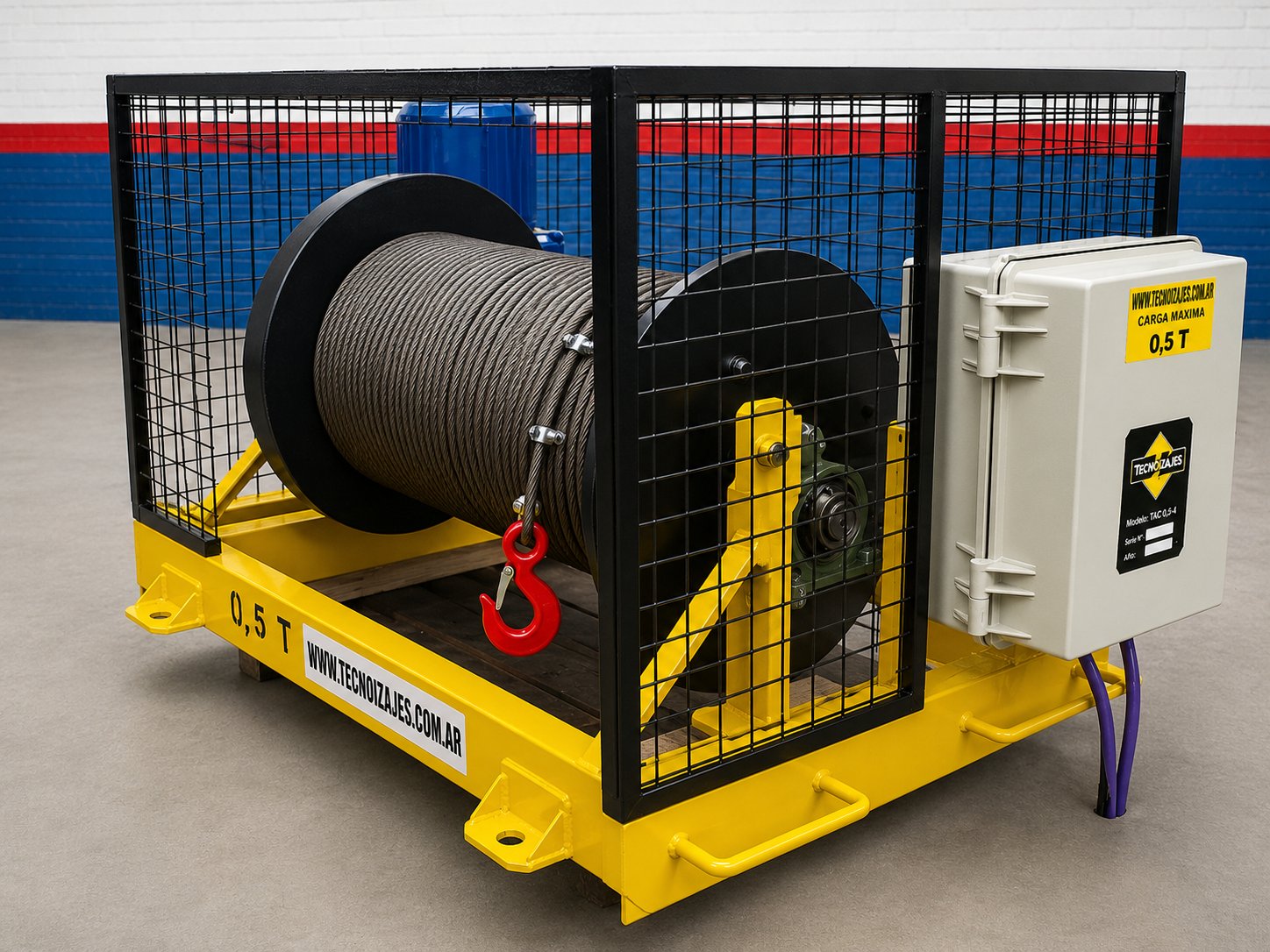 Malacate 500 kg 100 mts de cable
